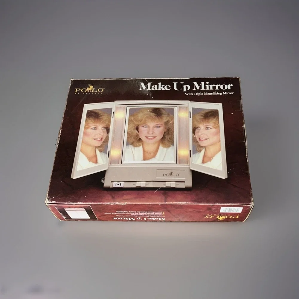 Vintage PortLo by Hartman Triple Lighted Makeup Mirror Vanity Magnifying NOS